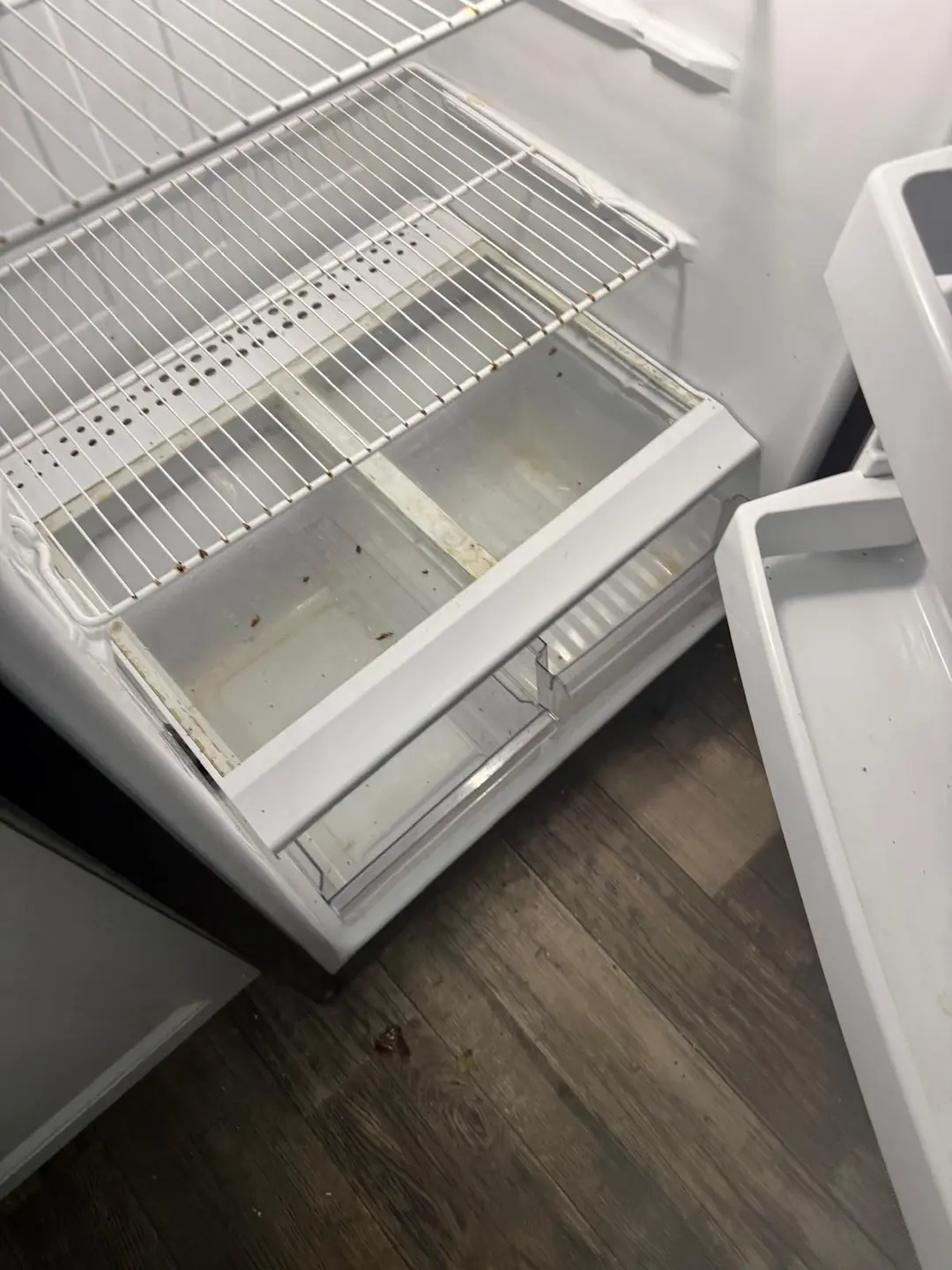 Dirty fridge before deep cleaning